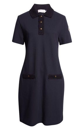Moncler Cotton Piqu&eacute; Polo Minidress in Blue at Nordstrom, Size X-Small