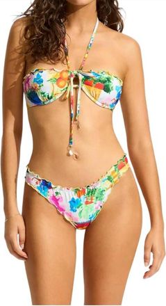Seafolly Underwire Bra Postcard Print Bikini In White Multi