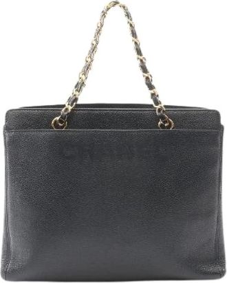 Chanel Pre-owned Logo Embroidery Caviar Skin Handbag - Dames - Vintage Shopper - Zwart - ONE Size - Leer - Vintage