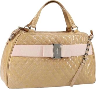 Ferragamo Pre-owned Handbags, female, Beige, Size: ONE SIZE Pre-owned Coated Canvas Handbag