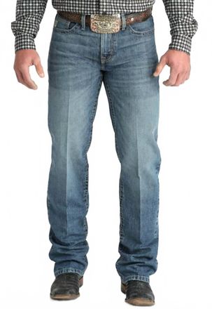Cinch Mens Grant Medium Stonewash Relaxed Boot Cut Jeans In Vintage Blue