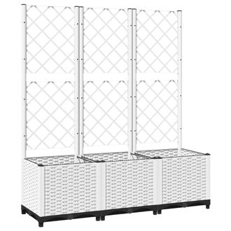 vidaXL Jardinera Con Enrejado Pp Blanco 120x40x136 Cm Vidaxl