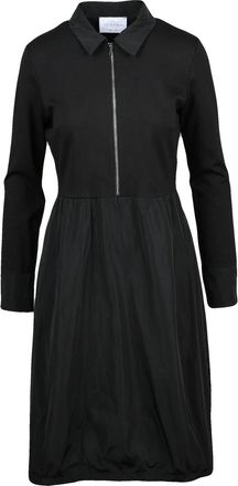 Vicario Cinque Black Collared Satin Viscose-Blend Long Dress