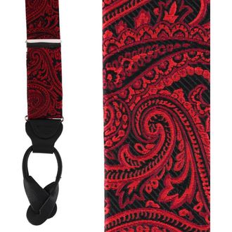 Trafalgar Store Sobee Silk Button End Suspenders in Red at Nordstrom