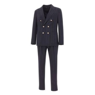 Eleventy Double Breasted Suits, male, Blue, Size: XL Double-Breasted Suit