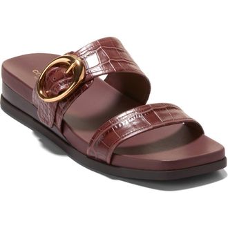 Cole Haan Oaklynn Wedge Sandal in Mahogany Croc Print Leather at Nordstrom, Size 10.5