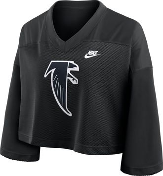 Nike Atlanta Falcons Rewind Fashion Nike Womens Dri-FIT NFL Cropped Jersey in Black | 03O300A87V-7ZM