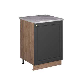 Vicco Mueble Bajo De Cocina Fame-line, Antracita-oro Landhaus/roble Dorado, 60 Cm 1 Puerta Con Encimera, Vicco