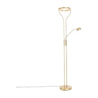 QAZQA Qazqa - Modern Floor Lamp Gold with Reading Arm Incl. led and Dimmer - Divo