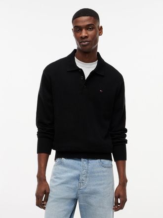 Tommy Hilfiger Mens Tommy Jeans Slim Fit Sweater Polo - Black - M