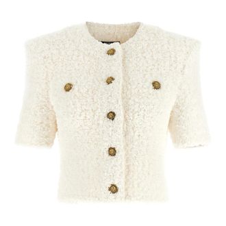 Balmain Plumetis Tweed Cardigan - female - Balmain - Tweed Jackets - White - S - Jackets