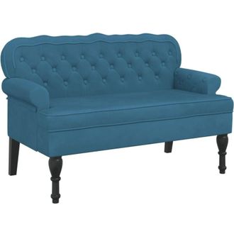 vidaXL Banco Con Respaldo Terciopelo Azul 119,5x64,5x75 Cm Vidaxl