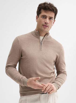 Le 31 Mens Zip-neck silky knit sweater