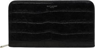 Saint Laurent Black Leather Long Wallet (Bi-Fold) (Pre-Owned)
