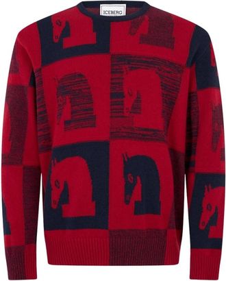 Iceberg Maglione Girocollo - - Knitwear - Uomo - Rosso - L