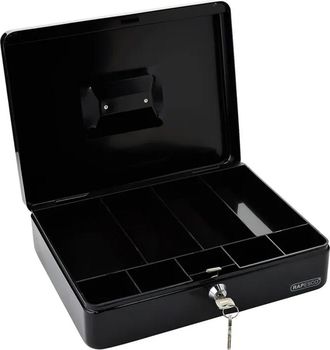 OEM Caja Registradora, Acero Lacado, Cerradura De Cilindro, 30 Cm, Negra, Para Negocios Y Ahorros