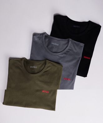 HUGO BOSS Confezione da 3 magliette da casa a maniche lunghe grigia, verde e nera con logo-Multicolore