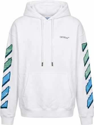 Off-white Hoodie met Stijlvolle Strepen - Heren - Hoodies - Wit - L - Katoen - Hoodies & sweatvesten