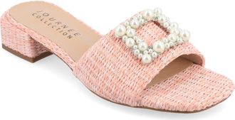 Journee Collection Justina Embellished Raffia Slide Sandal in Pink at Nordstrom Rack, Size 6.5