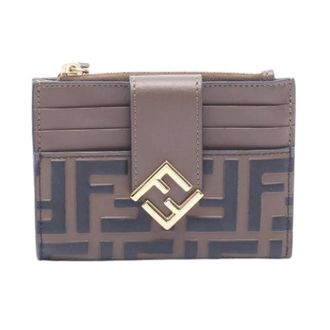 Fendi Pre-owned Wallets, female, Brown, Size: ONE SIZE Pre-owned FF Diamond Leather Card Case Coin Case