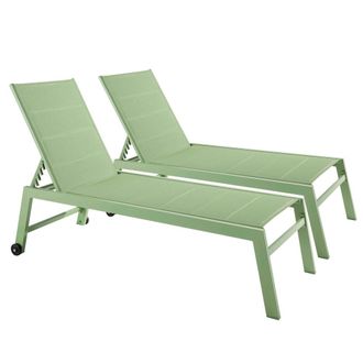 Oviala Juego de 2 tumbonas de aluminio y textilene Cactus verde