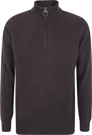 Barbour Holden Half Zip Truien - Heren - Coltruien - Bruin - L - Wol - Truien & Vesten