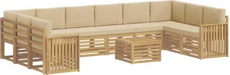vidaXL Conjunto De Sof&aacute;s De Exterior 11 Uds. Y Beige Poli&eacute;ster Vidaxl