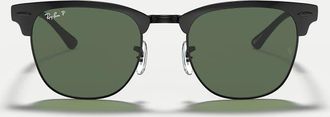 Ray-Ban Clubmaster - Occhiali da sole neri con lenti verdi polarizzate-Nero