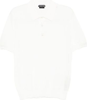 Tom Ford Polo in cotone con ricamo logo - Bianco
