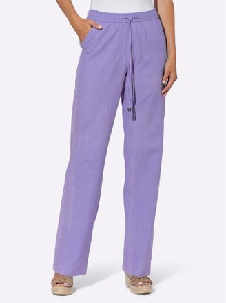 Heine Webhose HEINE, Damen, Gr. 38, Normalgr&ouml;ssen, lila (lavendel), 55% Leinen, 45% Baumwolle, unifarben, lang, Hosen Webhose