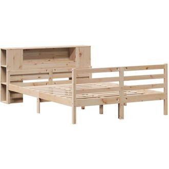 vidaXL Cama Con Estanter&iacute;a Sin Colch&oacute;n Madera Maciza De Pino 160x200cm Vidaxl