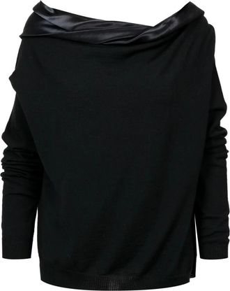 Alberta Ferretti Asymmetrische Trui - Dames - Ronde hals truien - Zwart - S - Wol - Truien & Vesten