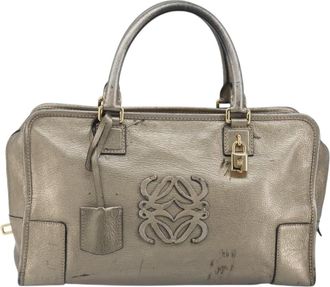 Loewe Amazona Bag Leather Gold Leather Handbag (Pre-Owned)