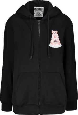 Moschino Katoenen Zip Hoodie met Logodetail - Dames - Vesten met rits - Zwart - 2XS - Katoen - Hoodies & sweatvesten
