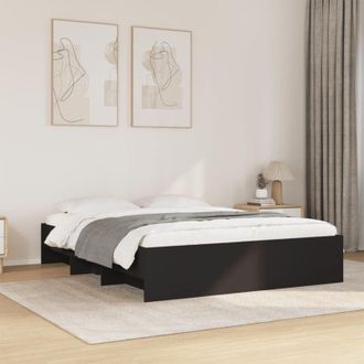 vidaXL Vidaxl - Estructura De Cama Madera De Ingenier&iacute;a Negra 150x200 Cm