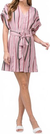 Entro Striped Mini Shirtdress In Pink