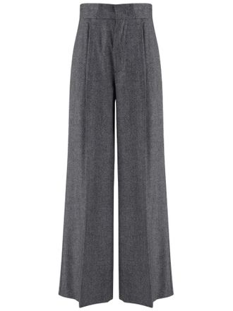 SA SU PHI Grey Tailored Wide-Leg Wool-Cashmere Formal Pants