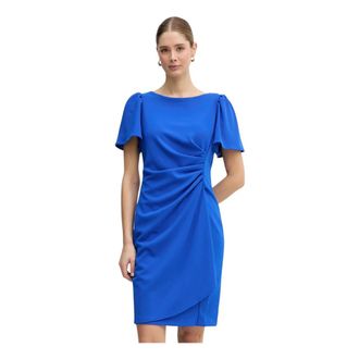 DKNY Ruched Mini Jurk - Dames - Feestkleedjes - Blauw - S - Polyester - Kleedjes