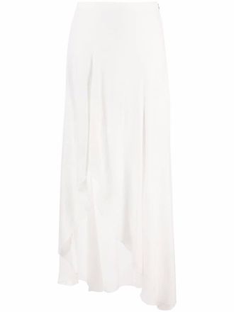 Patrizia Pepe asymmetric long skirt - women - Viscose/Polyester - 38 - White