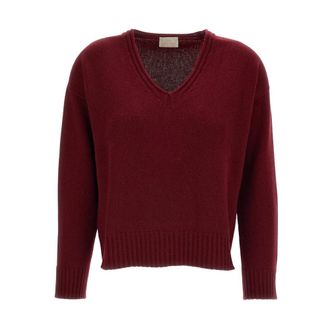 Drumohr Truien & Vesten, Dames, Rood, S, Kasjmier, V-hals Gebreide Kleding