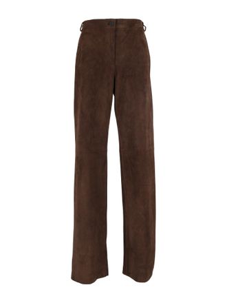Antonelli Brown Straight-Leg Leather Pants