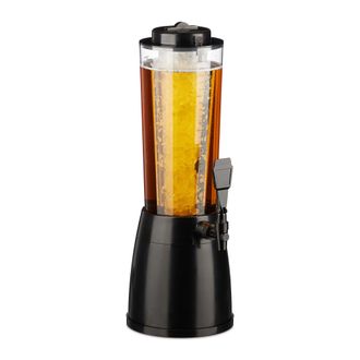 Relaxdays Relaxdays Torre De Cerveza Con Grifo, 2,5 L, Dispensador De Bebidas Con Enfriador, Beer Tower, Transparente Y Negro