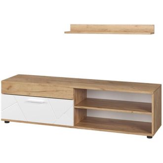 Vicco Parete attrezzata Berno, Quercia dorata/bianco, con 1 lembo, Vicco