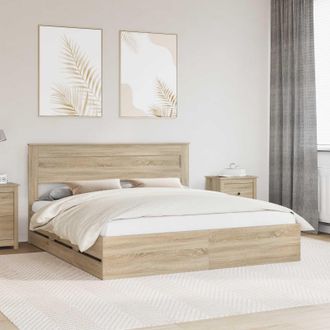 vidaXL Estructura De Cama Roble Sonoma 200 X 200 Cm Madera Ingenieril Vidaxl