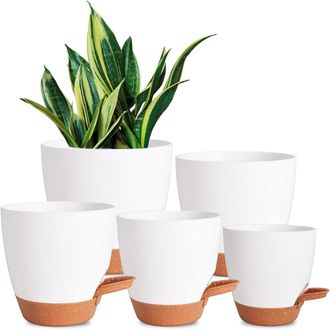 OEM Maceta Autom&aacute;tica - Reservorio Integrado 14 D&iacute;as - Drenaje Optimizado - Para Cactus Hierbas Y Violetas - Set De 5
