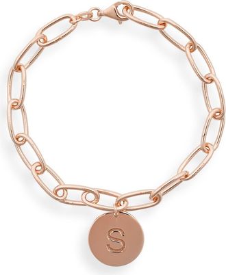 Meshmerise Initial Disc Charm Bracelet in Rose-S at Nordstrom Rack