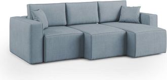 Divani.Store Morfeo Sof&aacute; Con Asiento Extra&iacute;ble En Tela Impermeable 245 Cm Azul Claro