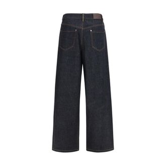 Brunello Cucinelli Womens Blue Cotton Straight-Leg Jeans Clothing