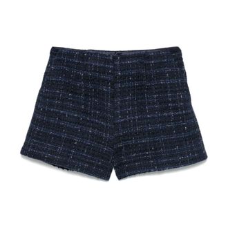 Twinset Short Shorts, female, Black, XS, Black Tweed Shorts with Dart Detailing