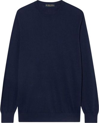 Brooks Brothers Zijden Kasjmier Ronde Hals Trui - Heren - Ronde hals truien - Blauw - 2XL - Kasjmier - Truien & Vesten